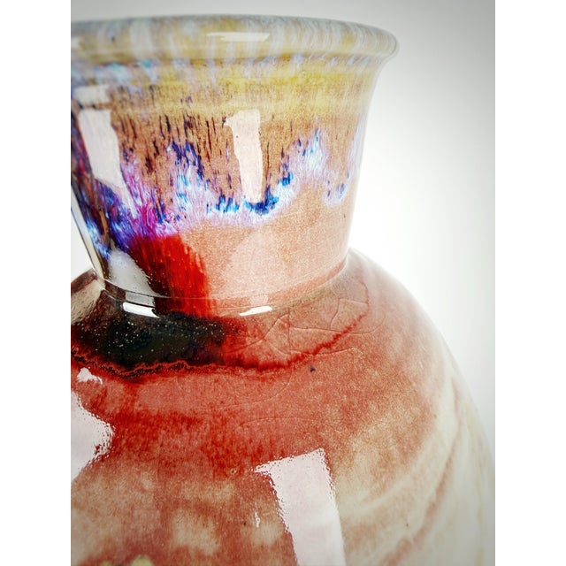 1997 Signed Oliver Boyd Monumental Studio Art Pottery Vase – 17.5” Hand Thrown Ceramic Vessel With Abstract Crystalline Glaze For Sale - Image 4 of 11