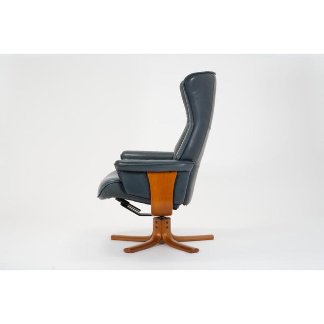 Vintage Scandinavian Adjustable Leather Lounge Chair from Hjellegjerde Møbler, 1980s For Sale - Image 4 of 18
