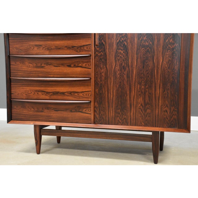 1960s Refinished Danish Modern Rosewood Armoire Dresser by Sven Madsen for Falster For Sale - Image 11 of 12