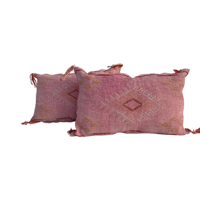 Contemporary Pink Silk Sabra Pillow Covers- a Pair For Sale