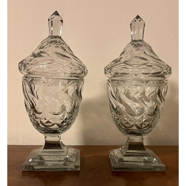 Antique 18th Century George III Anglo Irish Cut Crystal Glass Chestnut Urns - a Pair For Sale In New York - Image 6 of 12