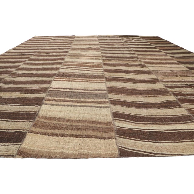 Contemporary Mid 20th Century Wabi-Sabi Turkish Kilim Rug - 12'03 X 15'04 For Sale - Image 3 of 9