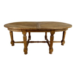 Vintage Solid French Oak Large Extendable Dining Table by De Tonge For Sale