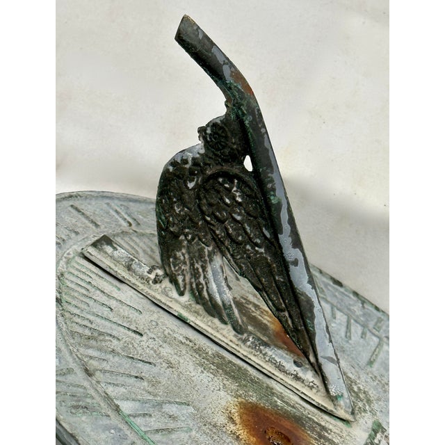 Antique Solid Cast Bronze "Count None but Sunny Days" Motto Garden Sundial - Early 20th Century For Sale - Image 11 of 12