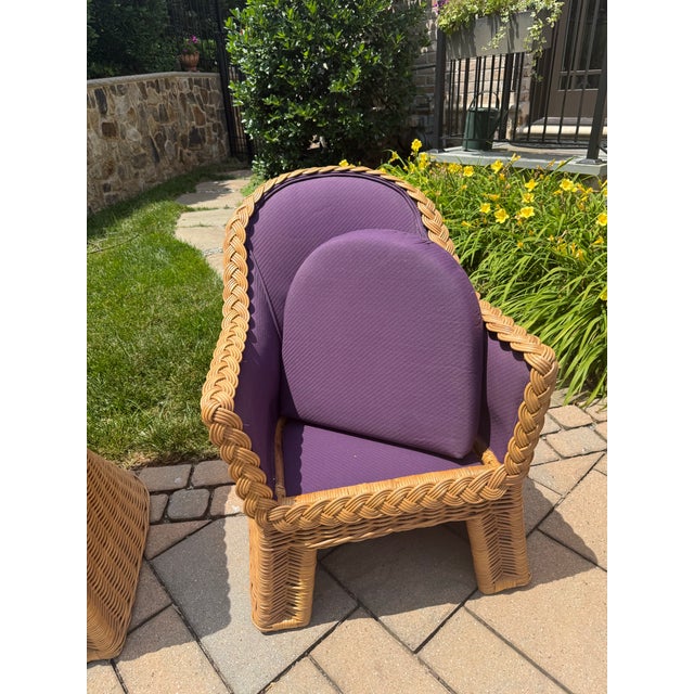 Coastal Lacor ‘90s Vintage Wicker Dining Chairs For Sale - Image 3 of 12