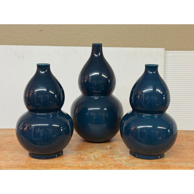 Martino Interiors Double Gourd Ceramic Vases, Set of Three For Sale - Image 4 of 12