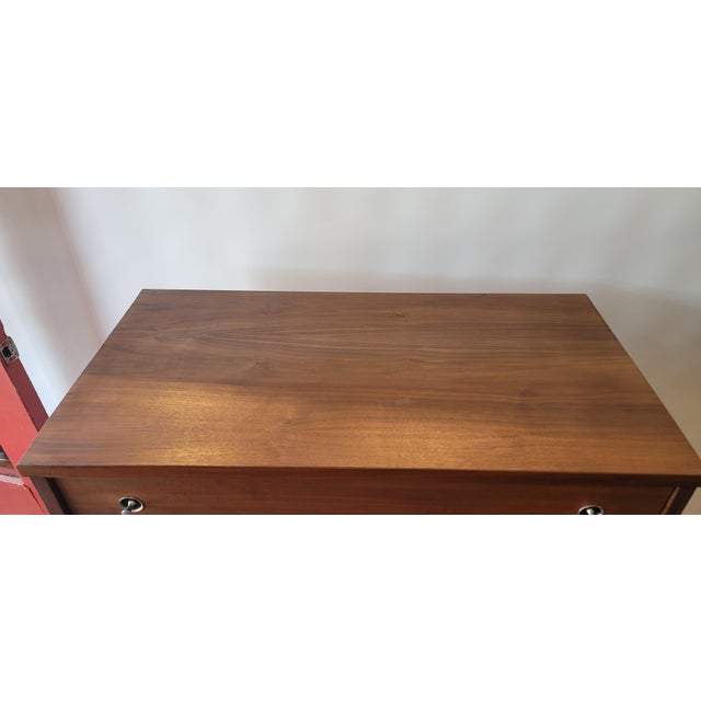 Burnt Umber Mid-Century Walnut Tall 4 Drawer Dresser Chest For Sale - Image 8 of 9