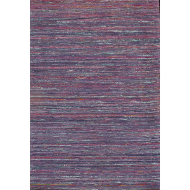 Modern Pasargad Blue Pink Sari-Silk Modern Flat Weave Rug - 3' X 5' For Sale - Image 3 of 3