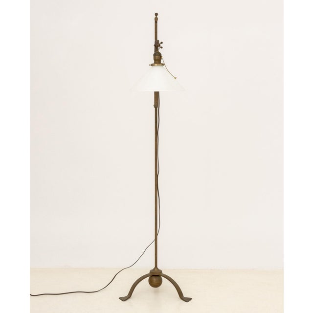 Vintage Arts and Crafts Style Bronzed Wrought Iron Lamp For Sale - Image 4 of 6
