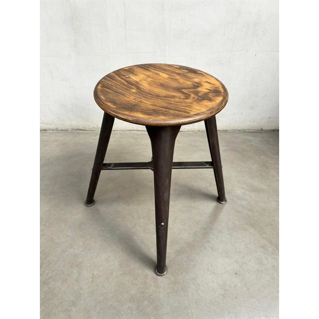 Industrial 4-Leg Work Stool from Ama, 1930s For Sale - Image 6 of 8