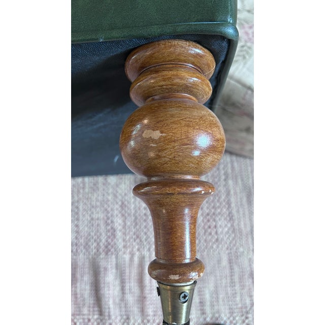 Dark Green Traditional Turned Leg Ottoman For Sale - Image 8 of 12
