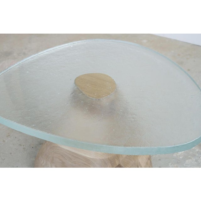Gold Fused Crystal Glass and White Oak Side Table by Alexander Knysch For Sale - Image 8 of 10