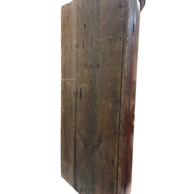 Rustic European Early 19th-C. Continental Primitive Grain Faux Bois Painted Hanging Corner Bowfront Wall Cabinet For Sale - Image 3 of 4