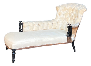 French 19th Century Chaise With Wooden Arm Details