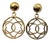 Chanel Vintage Gold Plated Hammered Round Ruffle CC Large Dangle Clip on Earrings, A Pair For Sale
