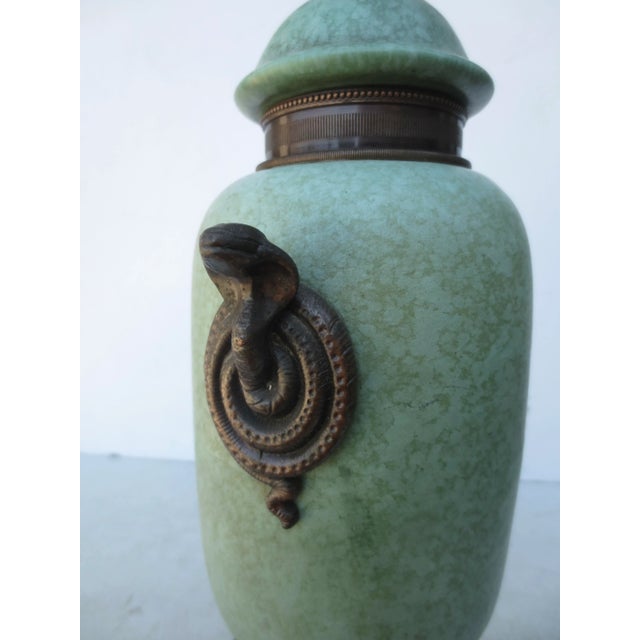 Vintage 1930s Ceramic Egyptian Cobra Lamp For Sale - Image 4 of 11