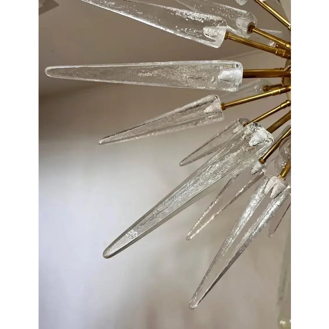 Metal Italian 51-Tip Murano Glass Sputnik Chandelier, Clear Transparent For Sale - Image 7 of 12