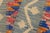 Gray Boho Chic Turkish Kilim Blue Beige Hand-Woven Wool Rug For Sale - Image 8 of 9