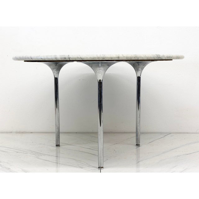 Mid-Century Modern Katavalos, Littell, and Kelley 48" Dining Table, Carrara Marble, Laverne, 1960's For Sale - Image 3 of 6