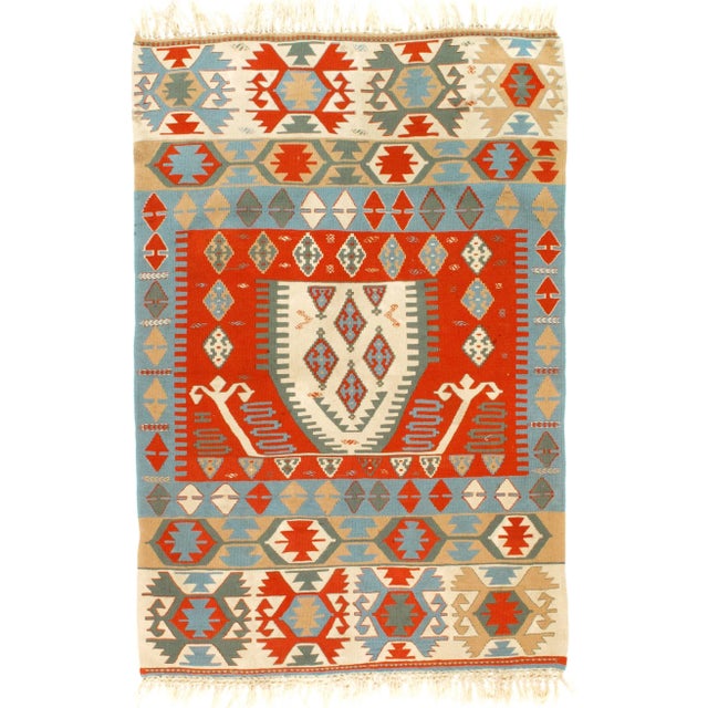 1960s 1960s Vintage Turkish Kilim Rug - 3′10″ × 5′9″ For Sale - Image 5 of 6