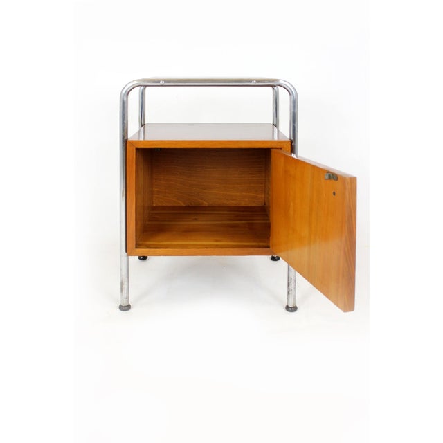 Wood Bauhaus Model N1 Bedside Table by Robert Slezak, 1940s For Sale - Image 7 of 18