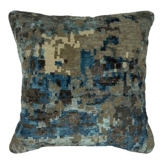 Modern Blue/Gray Abstract Throw Pillow For Sale