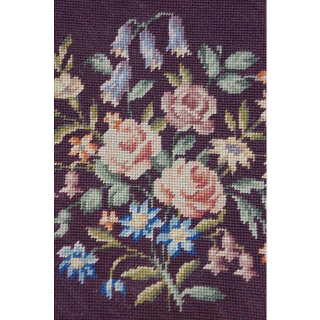 Antique French Provincial Embroidered Needlepoint Vanity Bench Foot Stool 18" For Sale - Image 4 of 18