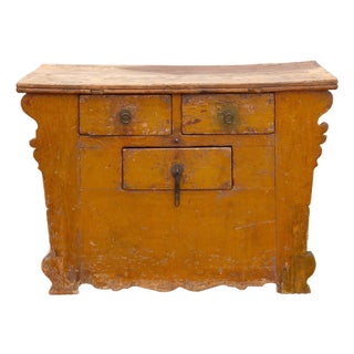 Large Vibrant Yellow 19th Century Money Chest For Sale