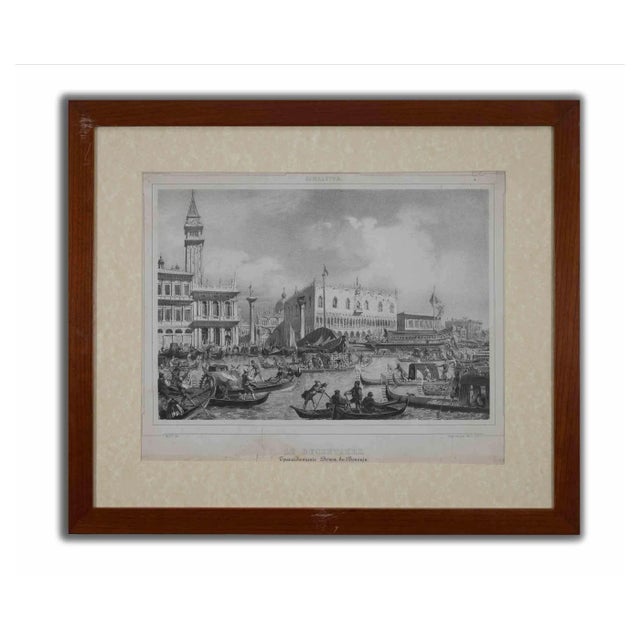 Eugene Huot, Le Bucentaure, Original Etching, 1854 For Sale