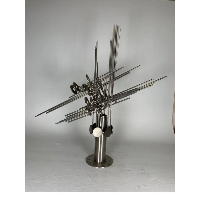A large welded steel table sculpture "Interdimensional Antennae" by sculptor David Phillips. Acquired from the collection...
