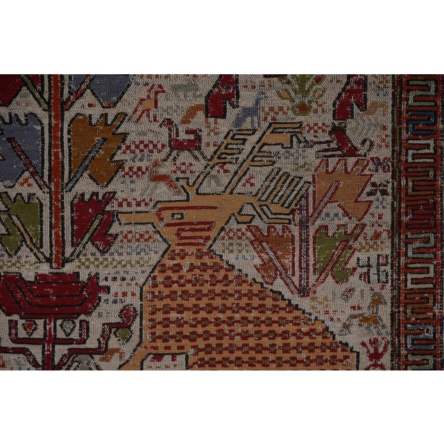 Soumac Kilim Pictorial Animals Rug 3'7'' X 7'1'' For Sale - Image 9 of 10
