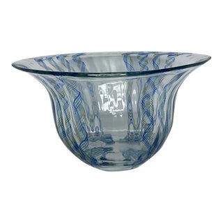 1990s Venetian/Murano or Murano Style Art Glass Latticino Helmet Bowl For Sale