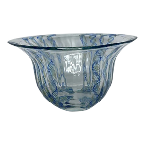1990s Venetian/Murano or Murano Style Art Glass Latticino Helmet Bowl