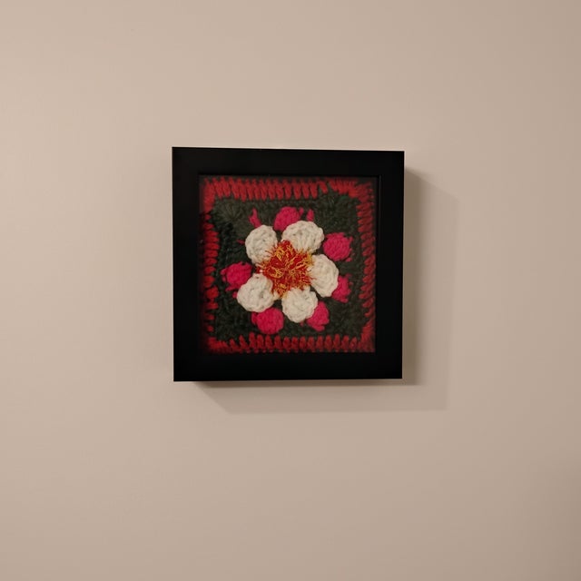Textile Arkansas Apple Blossom State Flower Fiber Art For Sale - Image 7 of 8