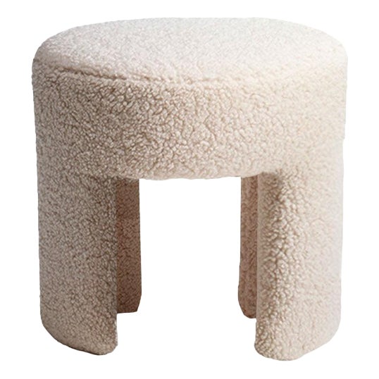 Furia Stool in White Curly by Moanne For Sale
