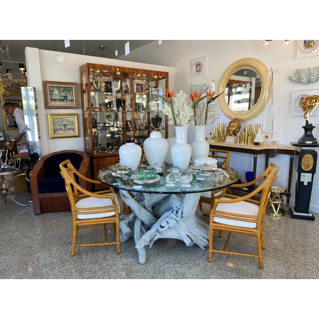 Mid-Century Modern Driftwood Center Table Round Glass Top For Sale - Image 12 of 13
