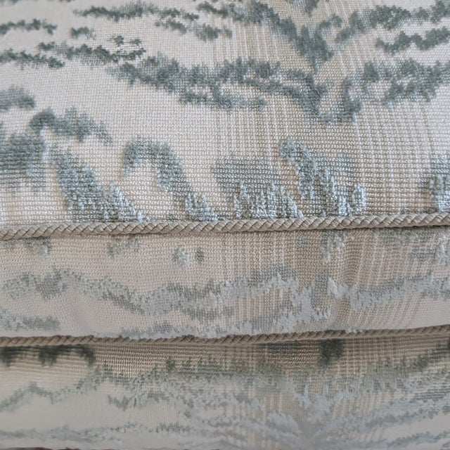 Cowtan & Tout Rajah Velvet Parsons Ottomans in Celadon - Pair For Sale In Greensboro - Image 6 of 13