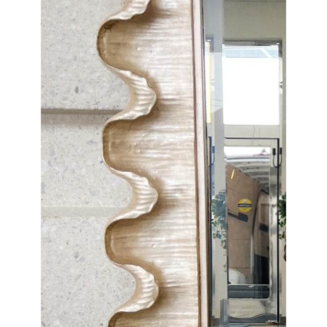 Wood 1940s Italian Silver Leaf Scalloped Wall Mirror For Sale - Image 7 of 12