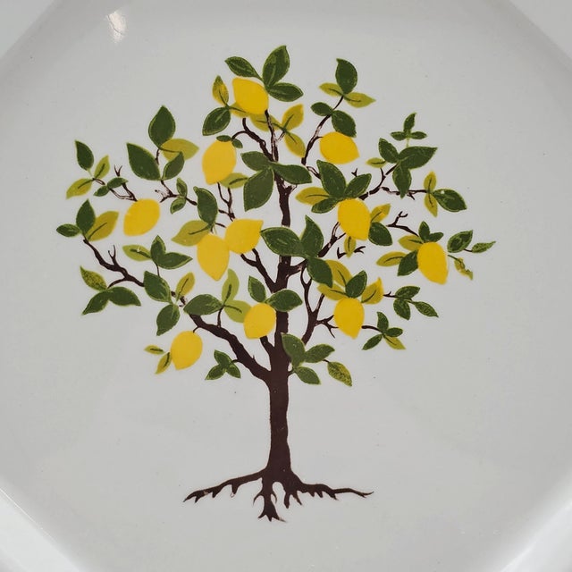 Ceramic Vintage Johnson Brothers English Ironstone Lemon Tree Octagonal Dinner Plate For Sale - Image 7 of 10