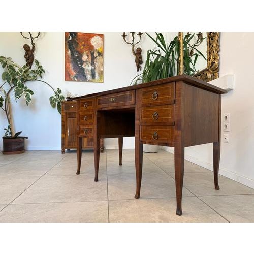 Biedermeier Secretary Desk in Walnut Veneer, 1980s For Sale - Image 4 of 14