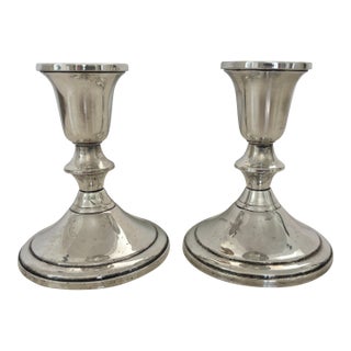 Early 20th Century Sterling Silver Weighted Candlestick Holders - a Pair For Sale
