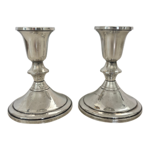Early 20th Century Sterling Silver Weighted Candlestick Holders - a Pair