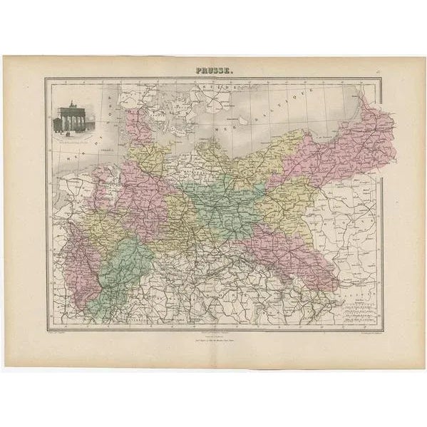 Paper Antique Map of the Kingdom of Prussia, 1880 For Sale - Image 7 of 7