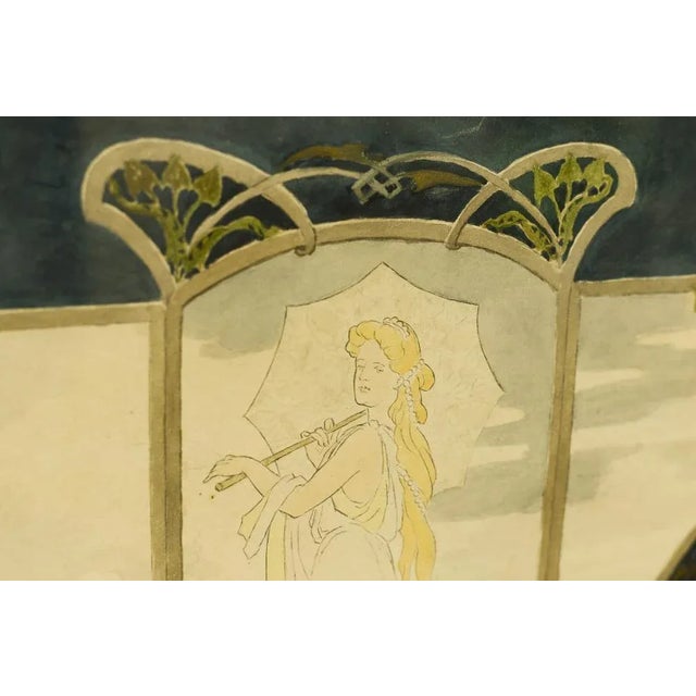 Art Noveau Drawing, 1900s, Watercolor on Paper, Framed For Sale - Image 4 of 5