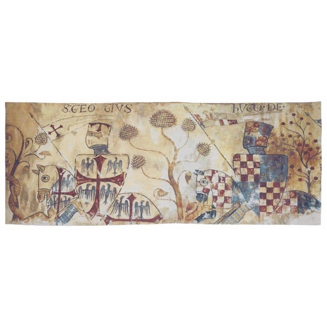 This tapestry is from a fresco of the twelfth Century, located in La chapelle Tempelier de Cressac in France. This Fresco...