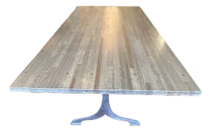 Custom Industrial Flooring Dining Table With Modern Wishbone Steel Legs