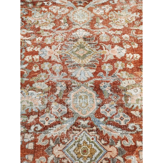 Antique Persian Sultanabad Carpet, Handmade Oriental Rug, Light Blue, Rust, Gray For Sale - Image 9 of 18