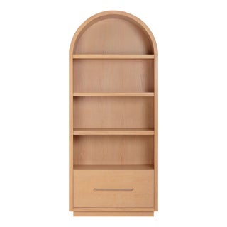 Marlow Natural Wood Bookcase with File Drawer For Sale
