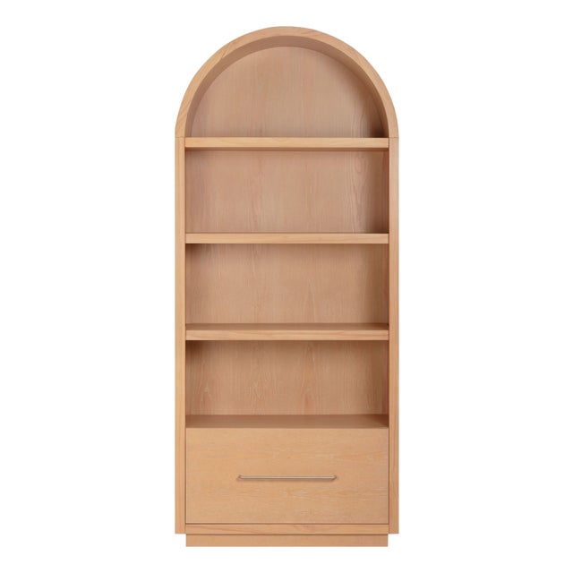Marlow Natural Wood Bookcase with File Drawer For Sale