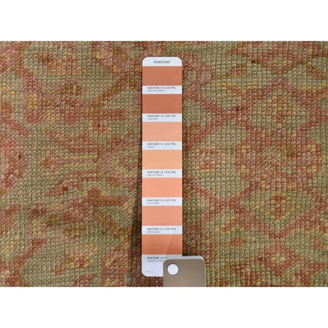 Tan Antique Turkish Oushak Wool Hand Knotted Oriental Rug For Sale - Image 8 of 12